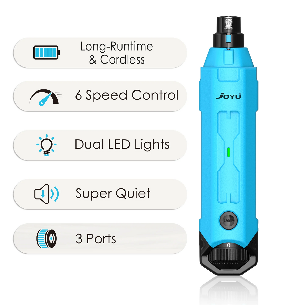 6-Speed Dog Nail Grinder Enhanced Pet Nail Grinder Super Quiet Rechargeable Electric Dog Nail Trimmer Painless Paws Grooming
