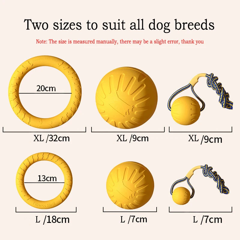 EVA Durable Dog Toys 4 Pack  Flying Disc + Ball + Tug Rope for Puppy&Adult Dogs  Chew-Proof Teeth Cleaning Set
