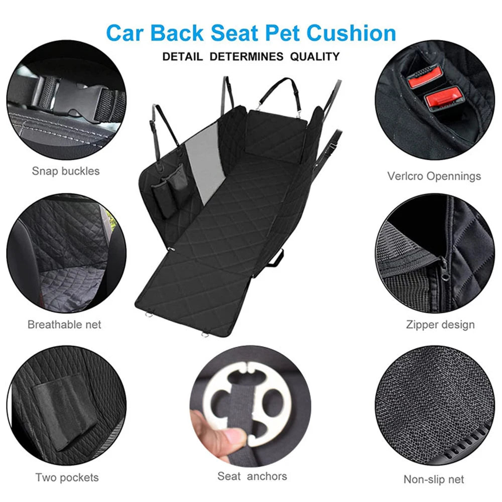 Dog Seat Cover for Back Seat, Waterproof with Mesh Window, Scratch Prevent Anti-slip Dog Bed Car Hammock