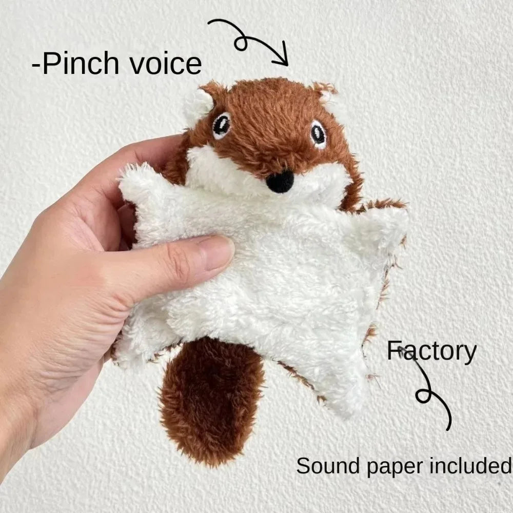 Funny Plush Flying Squirrel Cat Toy Interactive Bite-Resistant Cat Teaser Toy Kitten Ringing Paper Sound Toy Pet Supplies