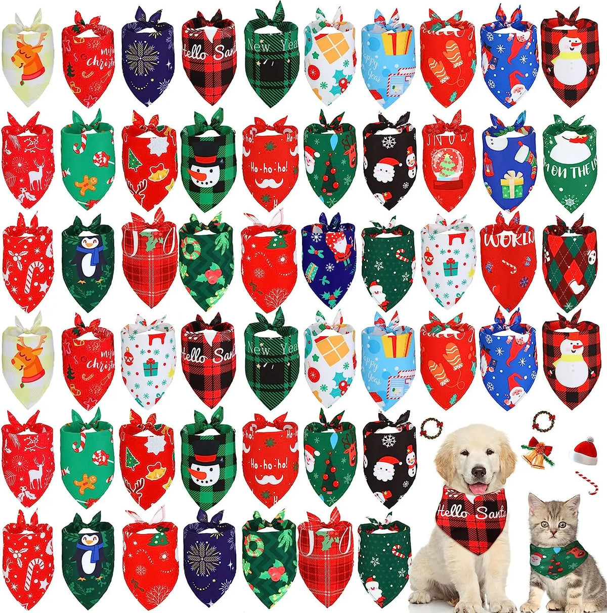 30/50/100Pcs Dog Scarf Bibs Triangle For Fall Halloween Christmas Dog Bandana Bulk Thanksgiving Small Medium Large Dog bandanas