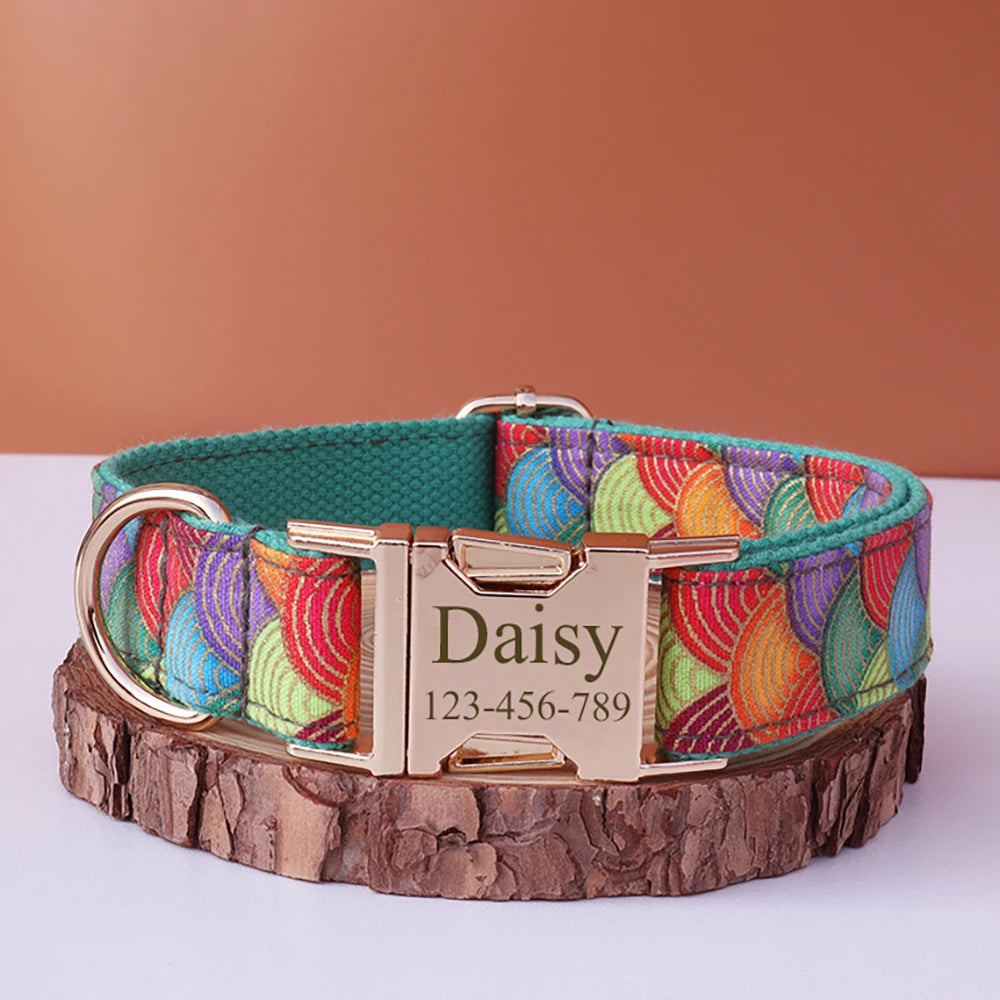 Customized Dog Collar Japanese Style Hot Stamping Personalized Id Engraving Tag Name for Small Medium Large Dogs Accessories