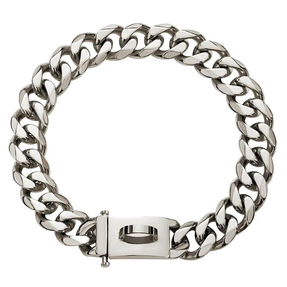19mm Gold Chain Dog Collar Luxurious Sliver Gold Cuban Link Dog Collar with Secure Snap Buckle for Medium and Large Pit Bulls