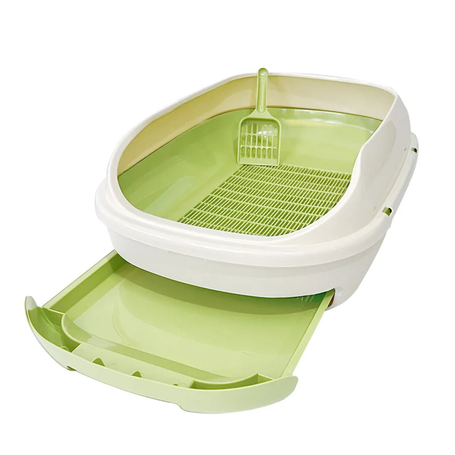New Semi-closed Grid Drawer Double Cat Litter Pan Easy To Cleaning Extra Large Splash Proof for Pine Litter Pet Products