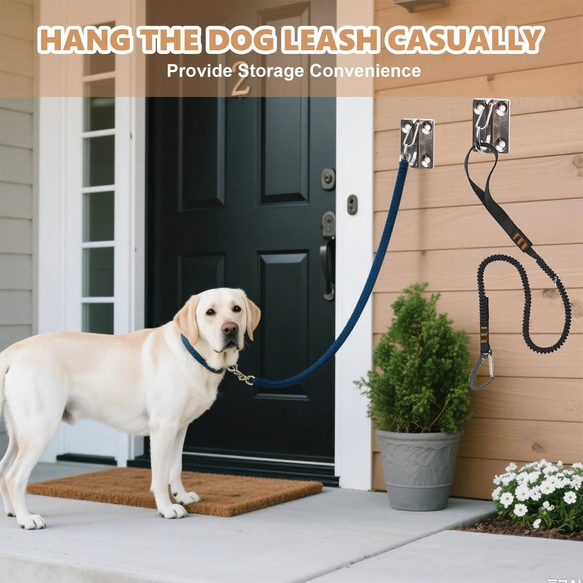 Dog Leashes Holder Pet Chain Parking Hook Wall Stainless Steel Dog Leashes Parking Holder for Outdoor Fence Front Door Living