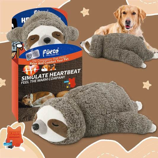 Dog Forest Sloth Puppy Heartbeat Toy for Stress Relief and Soothing, Sleep Aid Crate Training Puppy Toys