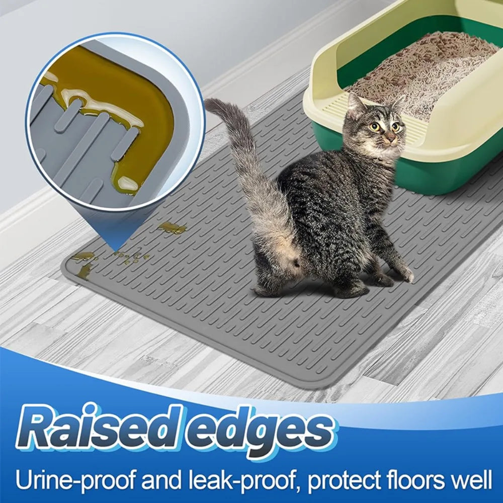 Large Waterproof Silicone Pet Mat for Cats Dogs Non Slip Washable Litter Box Pad Feeding Tray Cooling Pad