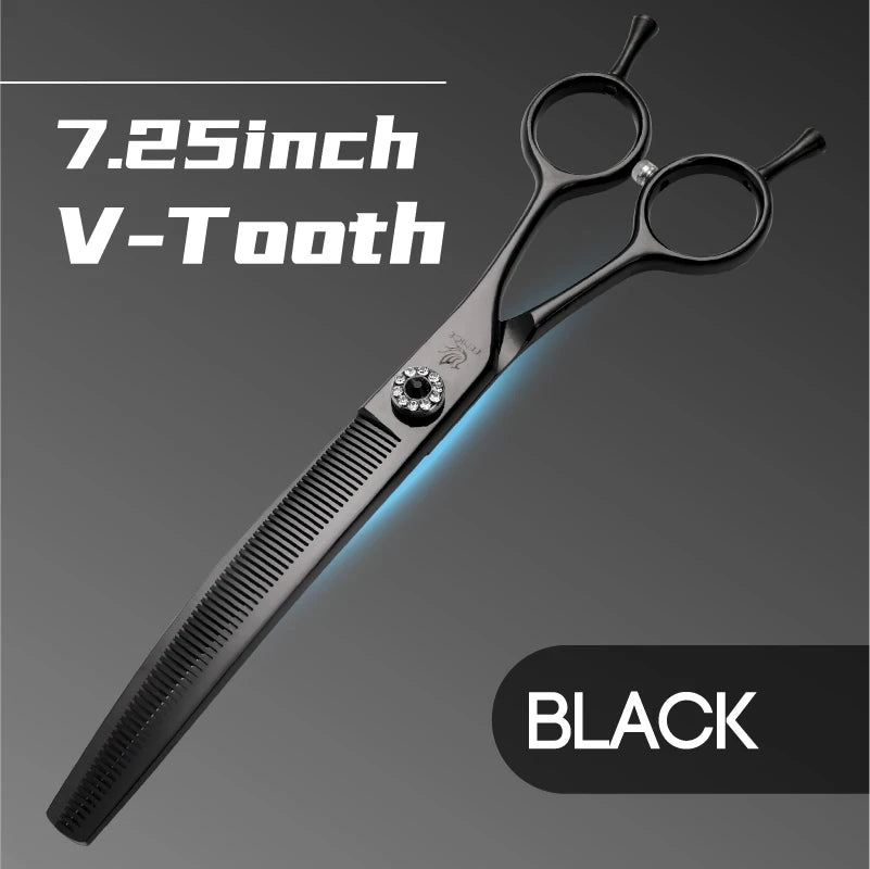 Fenice High-end 7.25 inch Professional Pet Dog Grooming Scissors Curved Thinning Chunker Shears