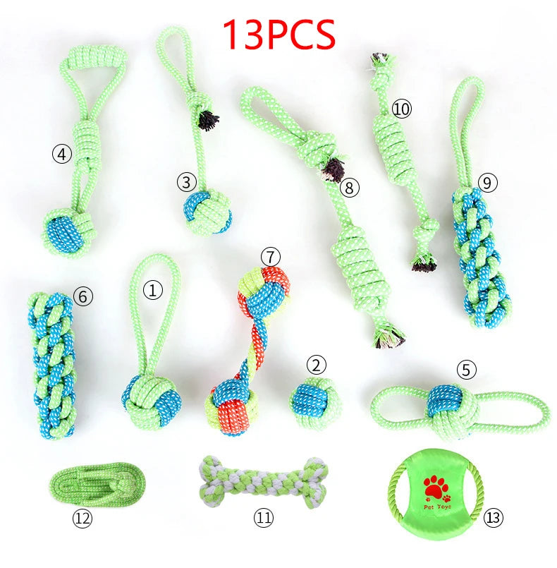 Dog Toy Grinding Teeth Clean Teeth Bite Resistant Rope Knot Small Medium Large Dog Teddy Puppy Cotton Rope Toy Ball Pet Supplies