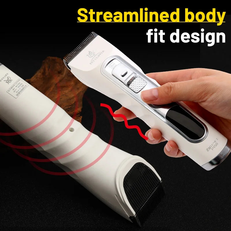 Fenice Green Dog Hair Cutting Machine 4000mA Capacity Cordless LCD Screen Pet Dog Grooming Clipper Rechargeable Dog Accessories