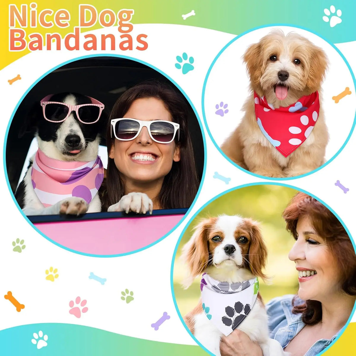 100 Pcs Paw Dog Bandanas Bulk Bibs Triangle Scarf Pet Bandanas for Medium Large Dogs Spring Summer Birthday Costume Decoration