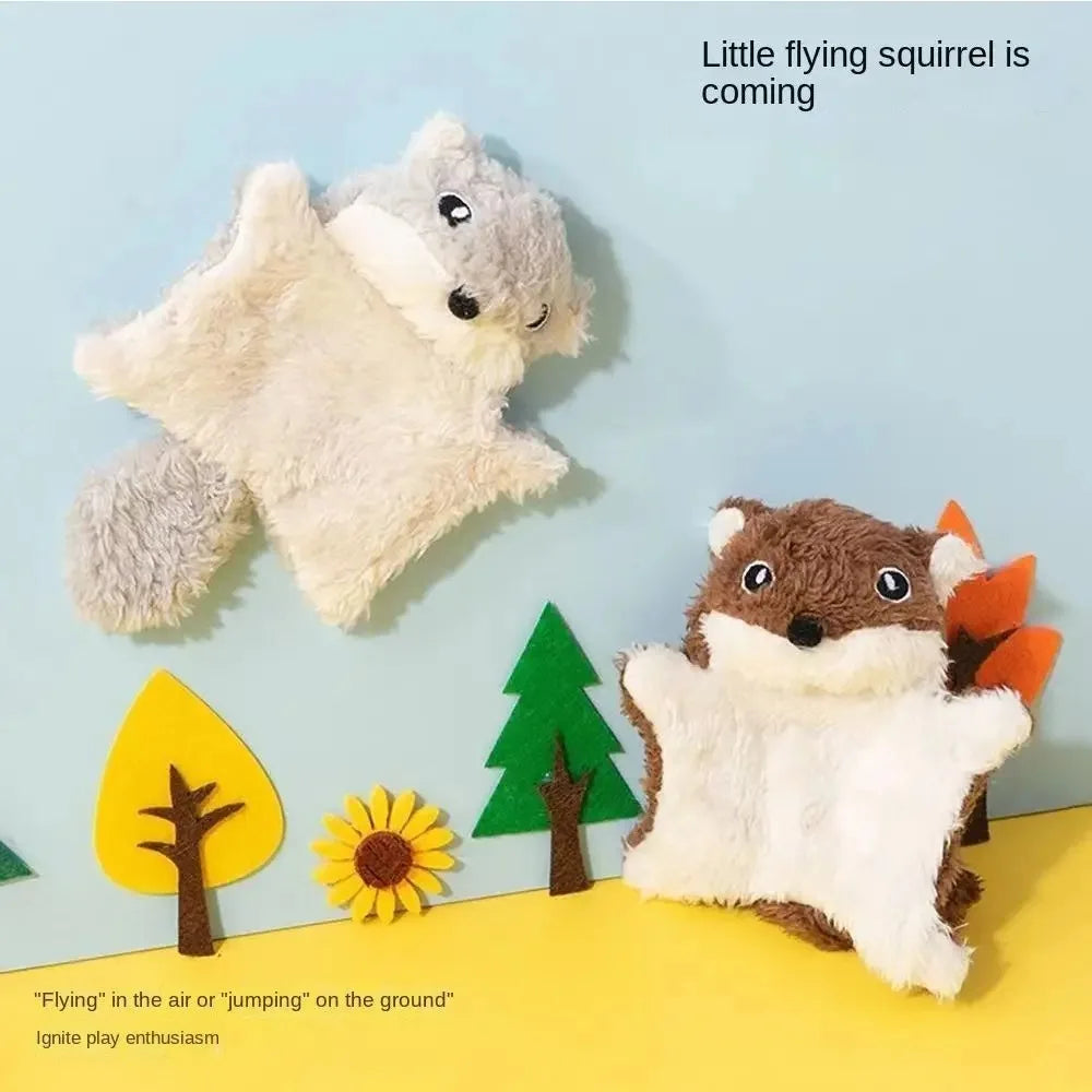 Funny Plush Flying Squirrel Cat Toy Interactive Bite-Resistant Cat Teaser Toy Kitten Ringing Paper Sound Toy Pet Supplies