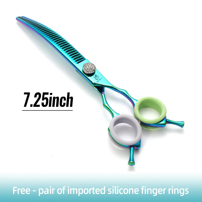 Fenice High-end 7.25 inch Professional Pet Dog Grooming Scissors Curved Thinning Chunker Shears