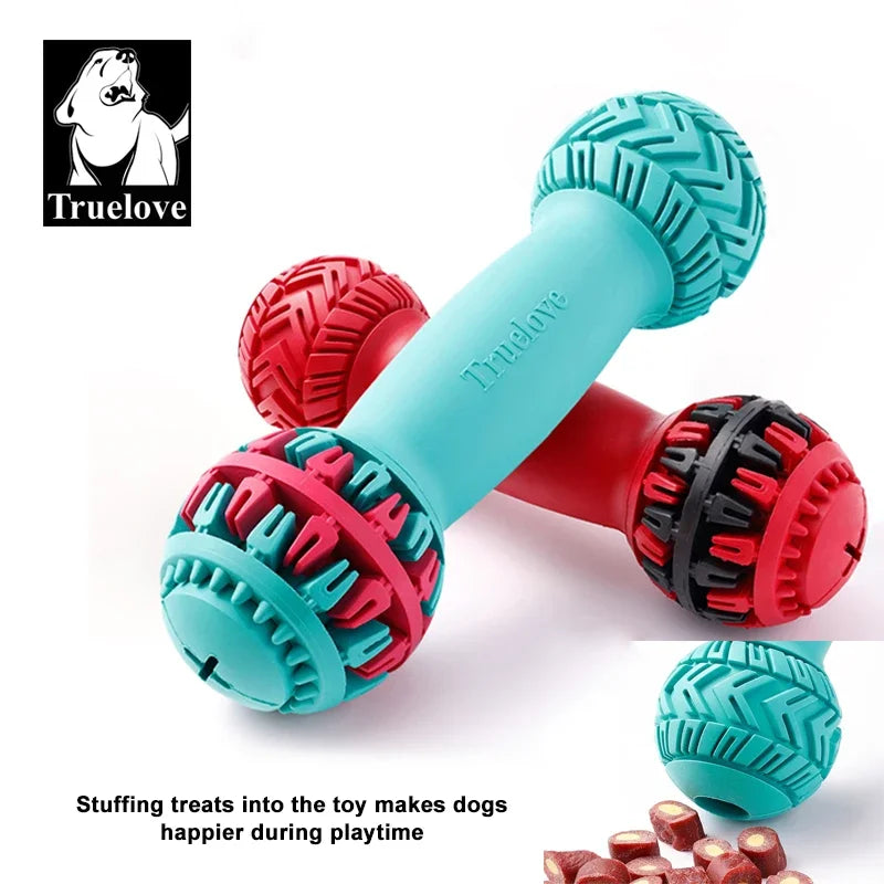 Truelove Pet Super Durable Leak-proof Treat Dispenser Dog Toy Dumbbell Slow Feeder IQ Training Playing Teething Dog