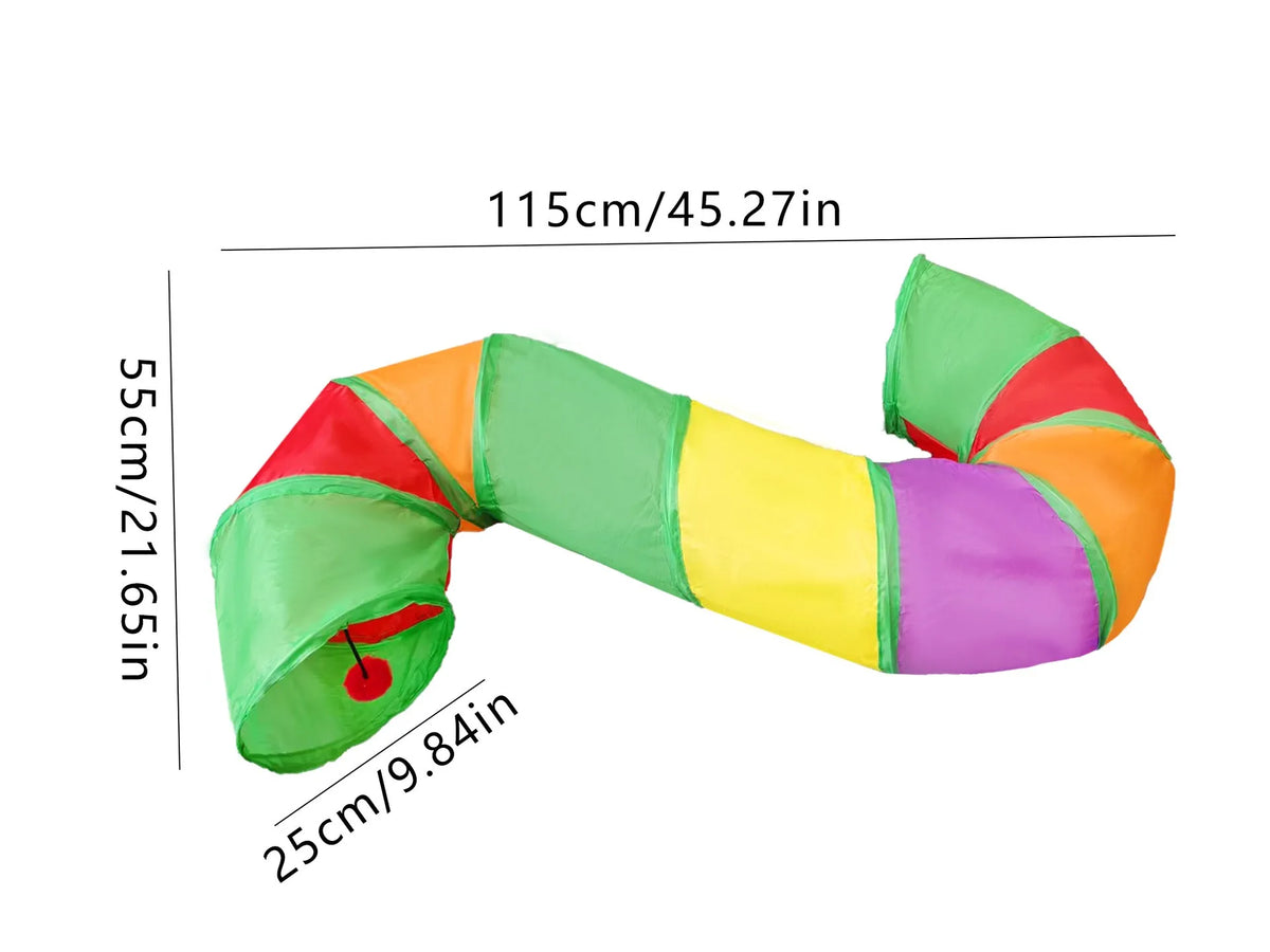Pet Tunnel Multi Cat Interactive Rainbow Channel Large Multi Exit Foldable Cat Toy Drilling Cat Channel Durable Scratch and Bite