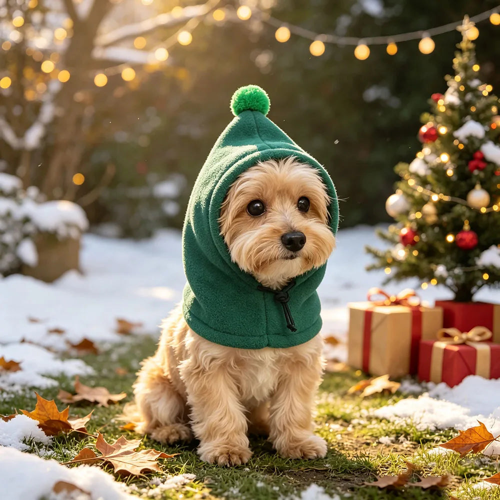 Dog Winter Hat, Doggie Flannel Hat Pet Christmas Winter Warm Caps Cute Accessories Neck Ear Warmer Pullover Hood Warm Scarf