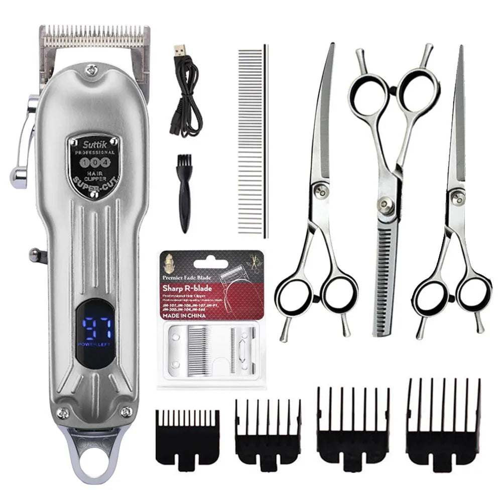 Professional Dog Hair Clipper All Metal Rechargeable Pet Trimmer Cat Shaver Cutting Machine Puppy Grooming Haircut Low Noice