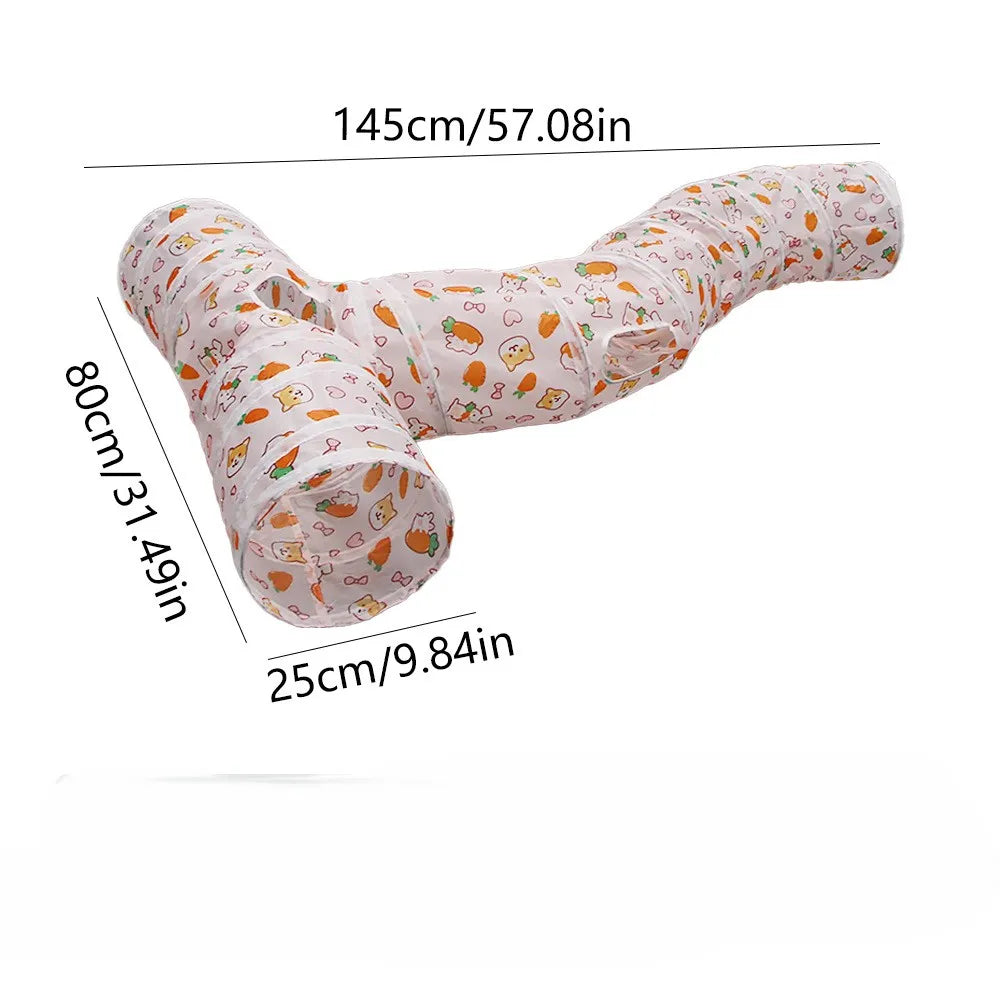 Pet Tunnel Multi Cat Interactive Rainbow Channel Large Multi Exit Foldable Cat Toy Drilling Cat Channel Durable Scratch and Bite