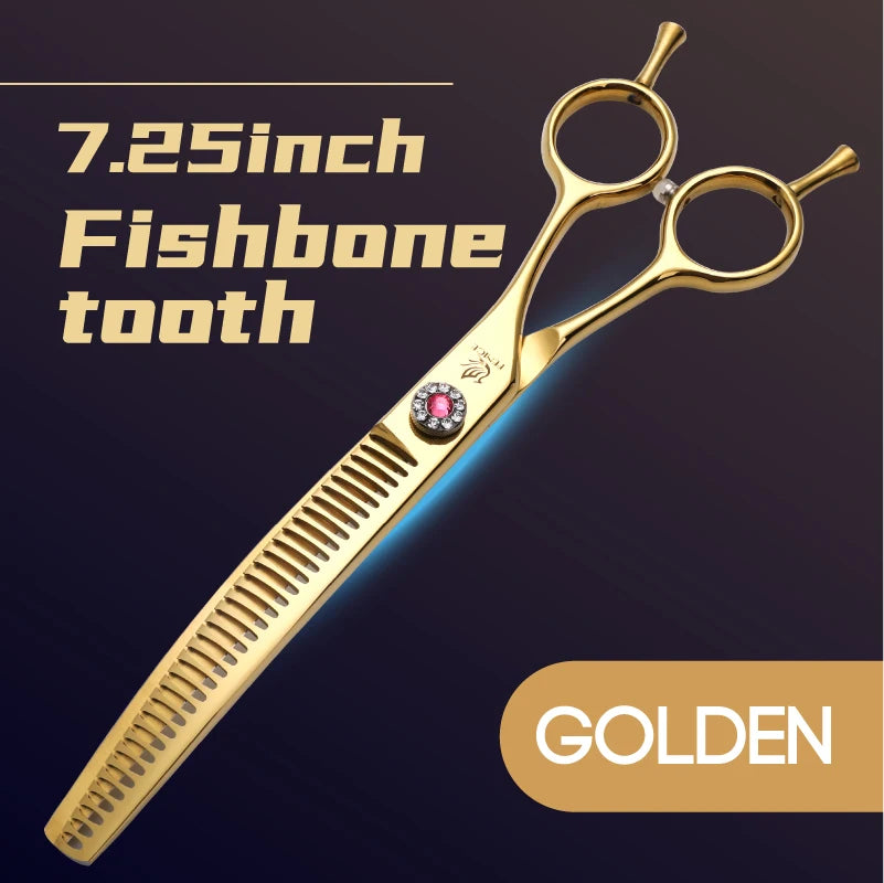 Fenice High-end 7.25 inch Professional Pet Dog Grooming Scissors Curved Thinning Chunker Shears