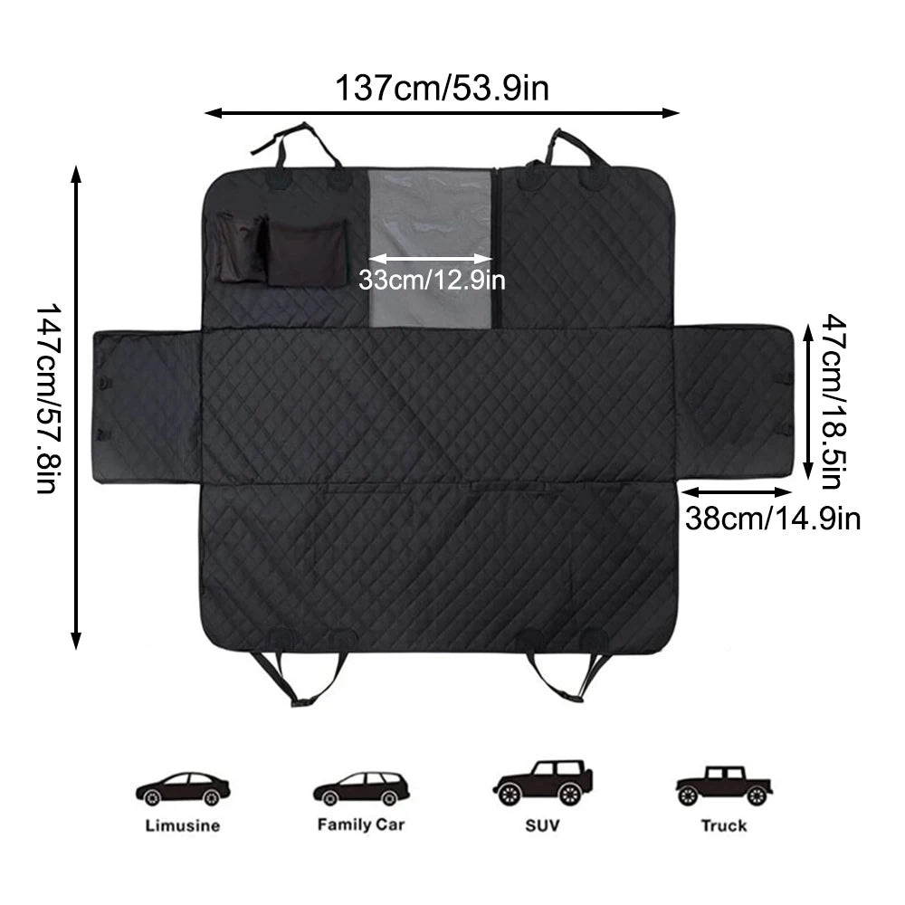 Dog Seat Cover for Back Seat, Waterproof with Mesh Window, Scratch Prevent Anti-slip Dog Bed Car Hammock