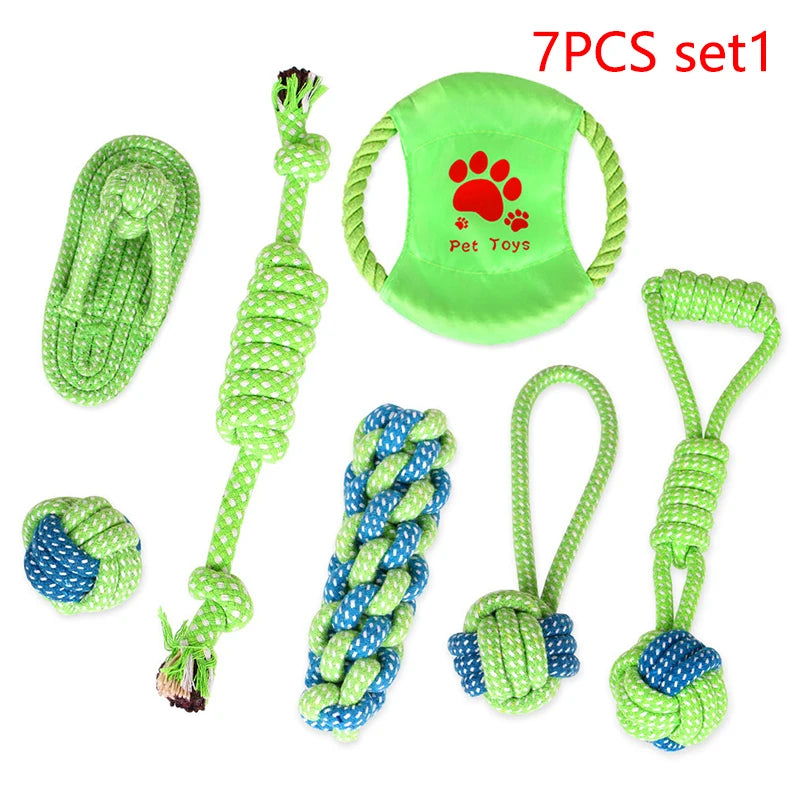 Dog Toy Grinding Teeth Clean Teeth Bite Resistant Rope Knot Small Medium Large Dog Teddy Puppy Cotton Rope Toy Ball Pet Supplies