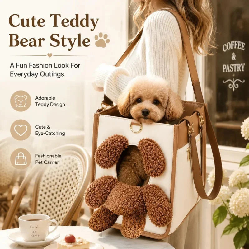 Dog Carrier Bag Cat Portable Pet Backpack Tote Shoulder Bag Cat Puppy Travel Crossbody Cute Teddy Bear Pet Supplies