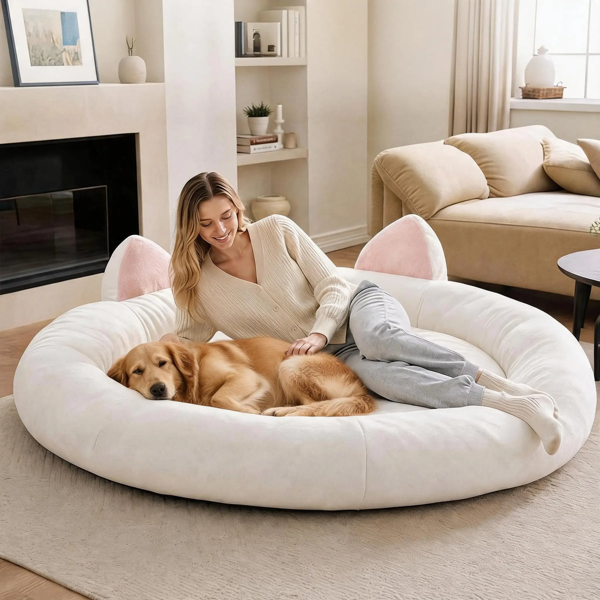 XXL Orthopedic Memory Foam Dog Bed 70x70x9.8in For Large Senior Dog, Waterproof Liner, Washable Cover, Non-Slip Base, Pet Couch