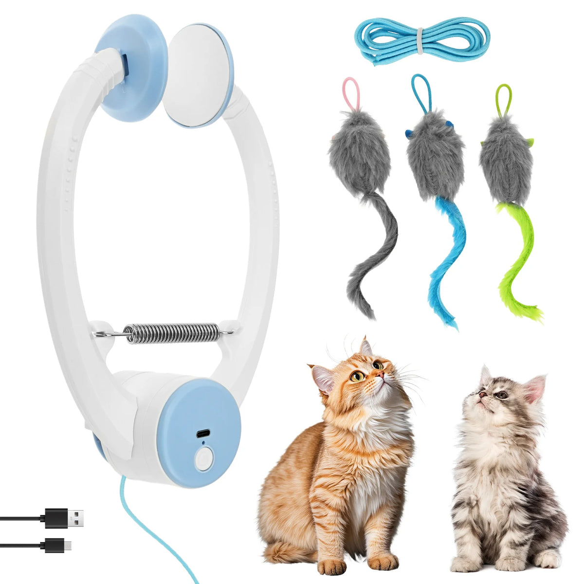 Electric Door Hanging Cat Toy Interactive Retractable plaything Funny Self-hey kitten Scratch Rope Mouse Toy Pet Products