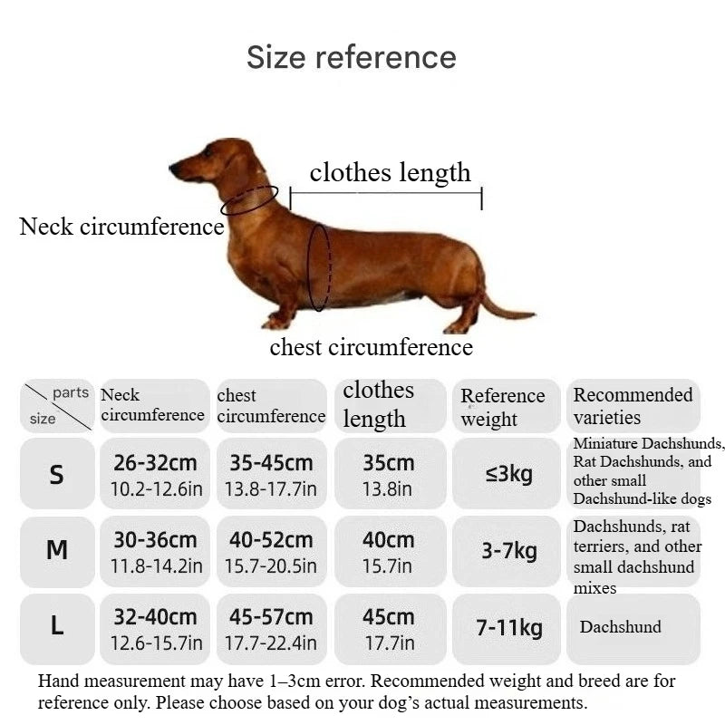 Thermal Winter Coat for Dachshund, Water-Resistant Nylon Jacket with Collar Hole, Keep Dogs Warm