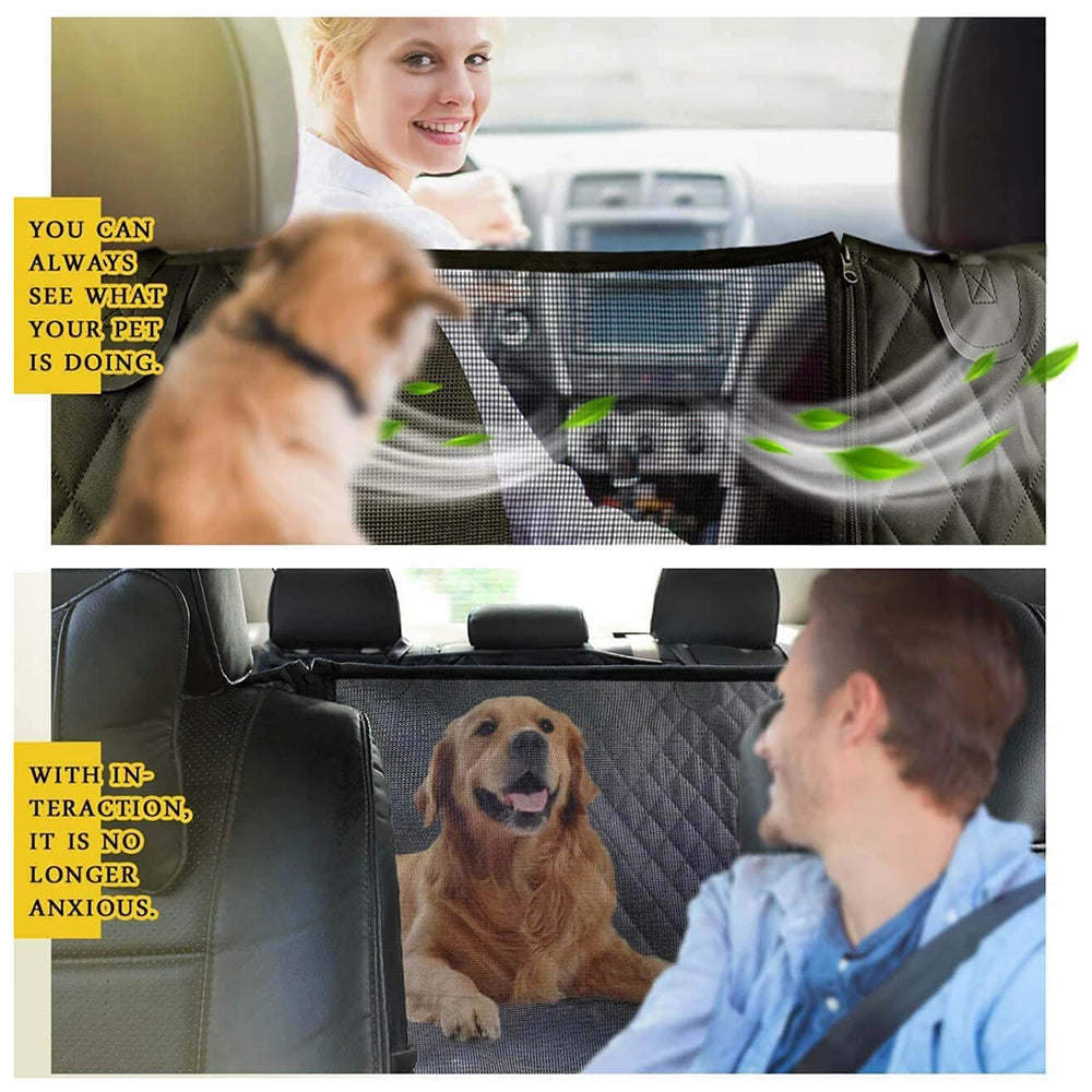 Dog Seat Cover for Back Seat, Waterproof with Mesh Window, Scratch Prevent Anti-slip Dog Bed Car Hammock