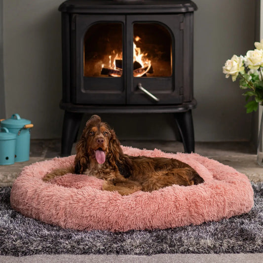 Orthopedic Donut Dog Bed - Calming Anti-Anxiety Pet Sofa Lounger, Washable for Small Large Dogs Cats, Comfortable Memory  Mat