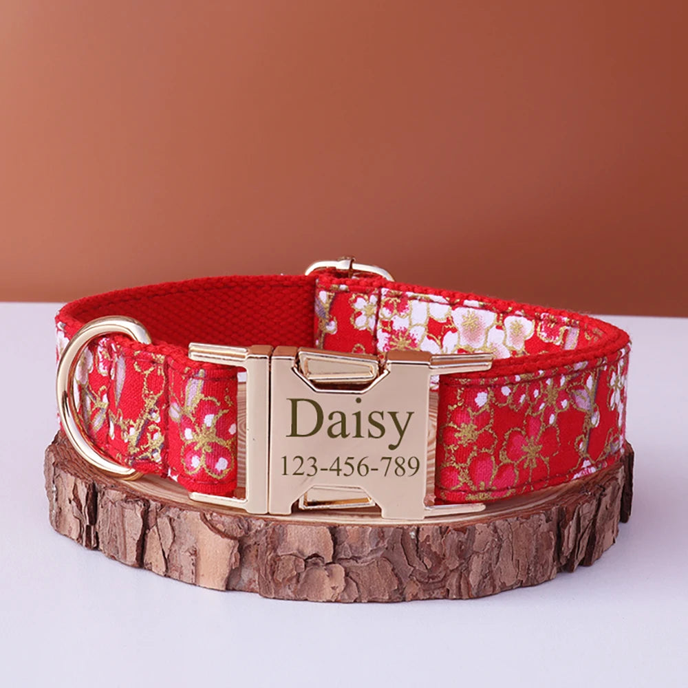 Customized Dog Collar Japanese Style Hot Stamping Personalized Id Engraving Tag Name for Small Medium Large Dogs Accessories