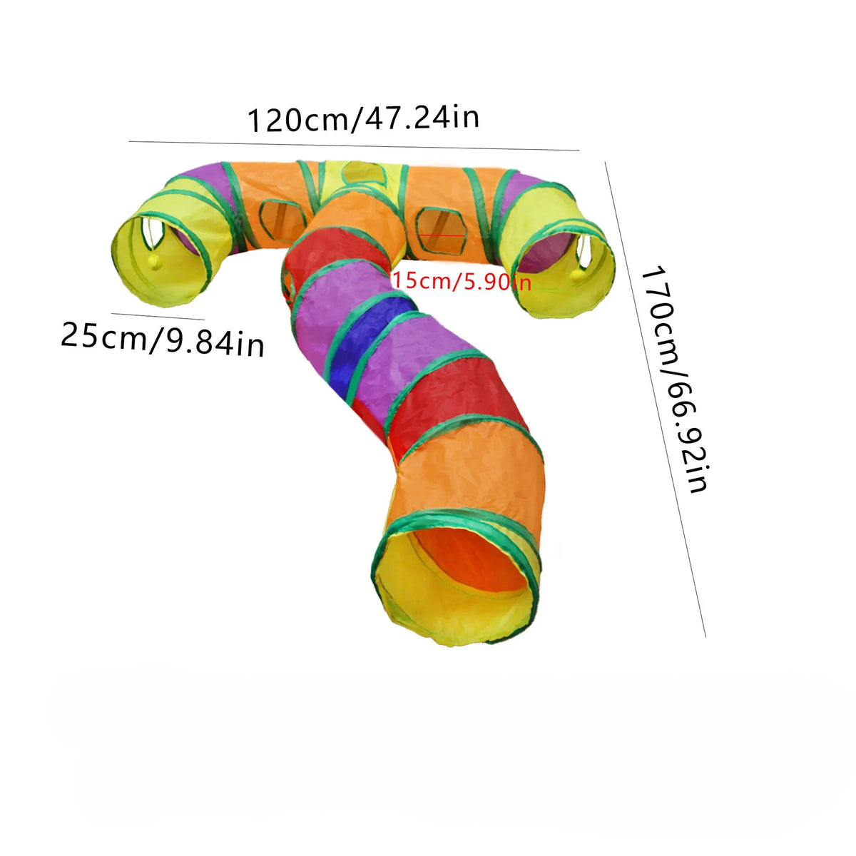 Pet Tunnel Multi Cat Interactive Rainbow Channel Large Multi Exit Foldable Cat Toy Drilling Cat Channel Durable Scratch and Bite