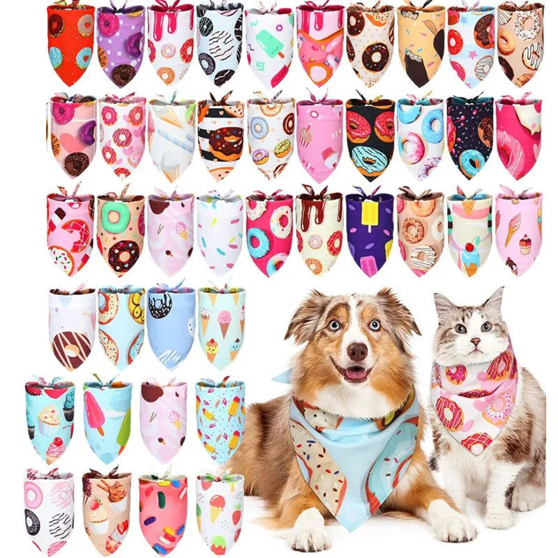 50 Pcs Tie Dye Dog Bandanas Bulk Spring Summer for Pet Grooming Salon Triangle Washable Dog Bib Kerchief for Small Medium Large