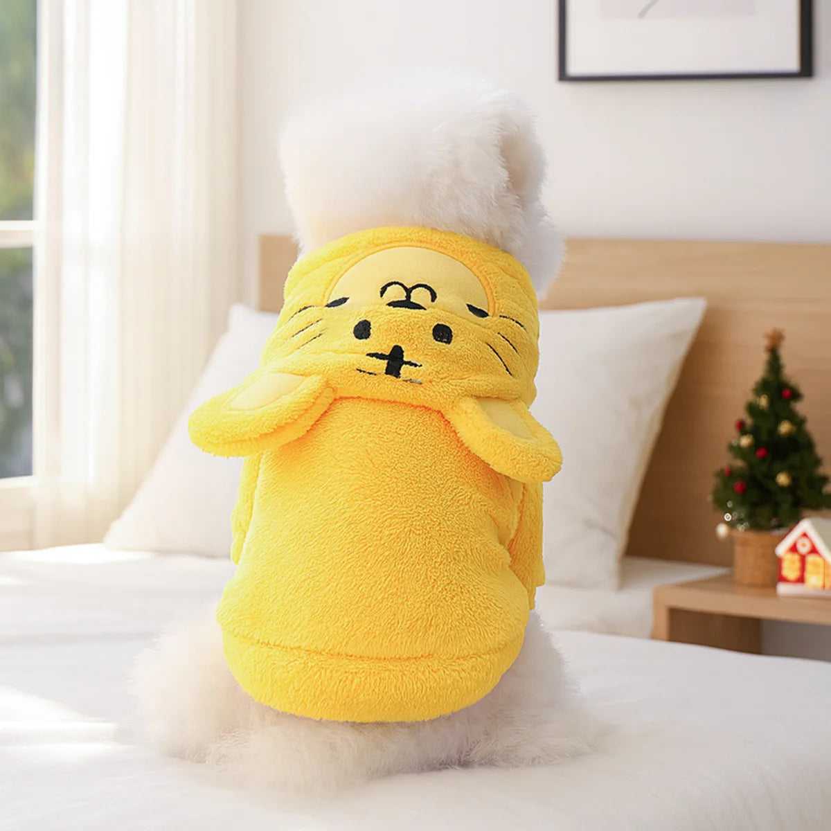 Creative Cosplay Clothes for Small Medium Dogs Bear Tiger Animal Flannel Cat Hoodie New Year Winter French Bulldog Puppy Outfits