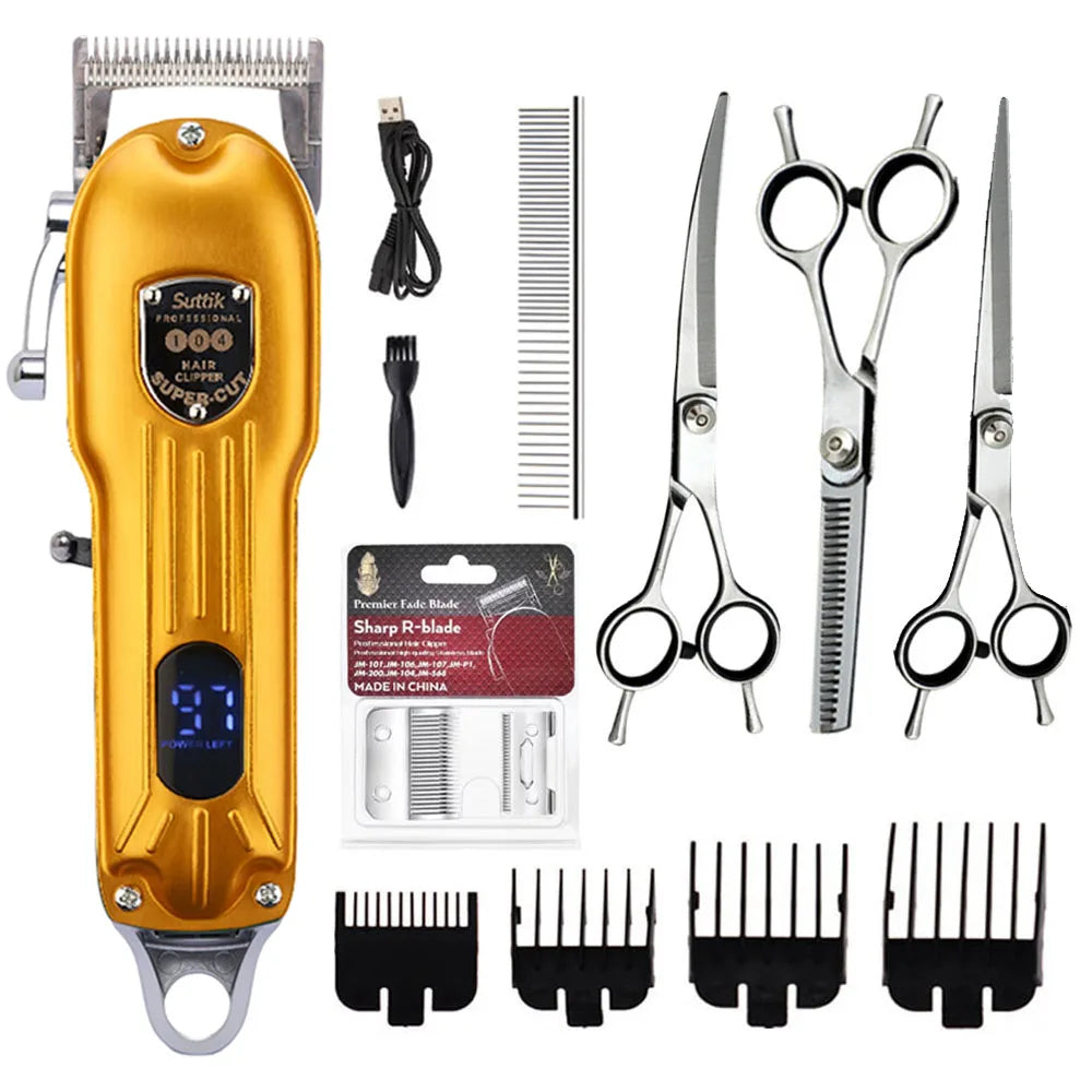 Professional Dog Hair Clipper All Metal Rechargeable Pet Trimmer Cat Shaver Cutting Machine Puppy Grooming Haircut Low Noice