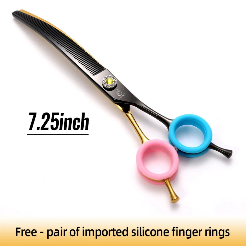 Fenice High-end 7.25 inch Professional Pet Dog Grooming Scissors Curved Thinning Chunker Shears