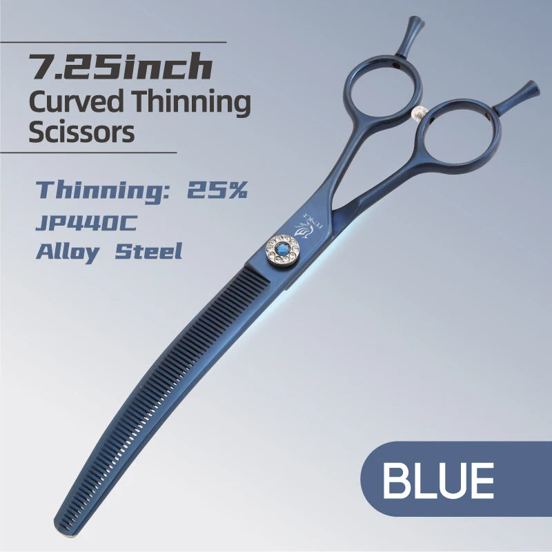 Fenice High-end 7.25 inch Professional Pet Dog Grooming Scissors Curved Thinning Chunker Shears