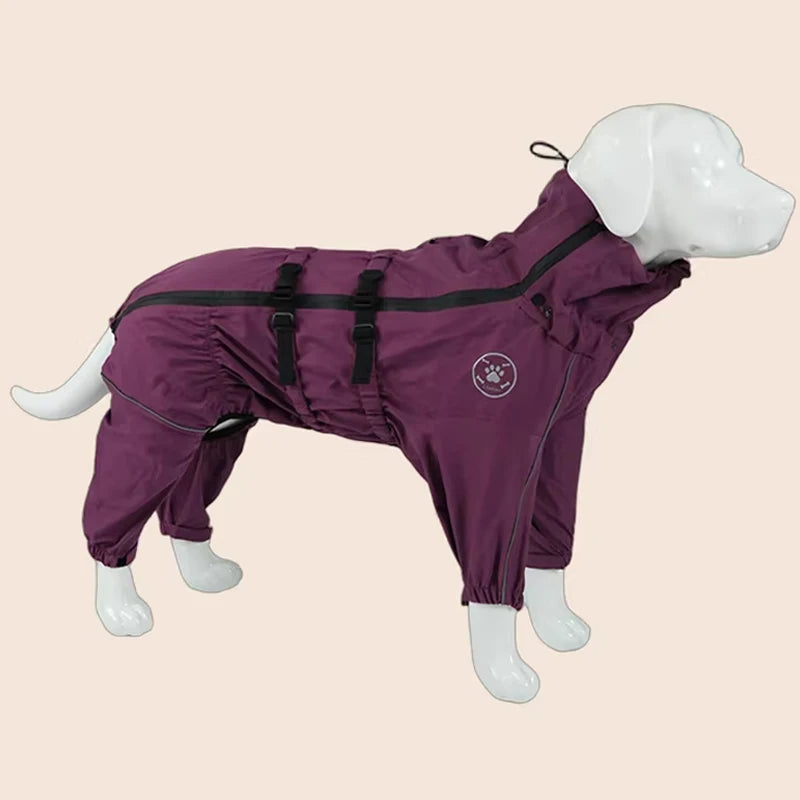 Waterproof Pet Dog Jacket Reflective Rain Dog Coat Red Dog Jumpsuits And Rompers Autumn Winter Dog Raincoat For Large Dogs