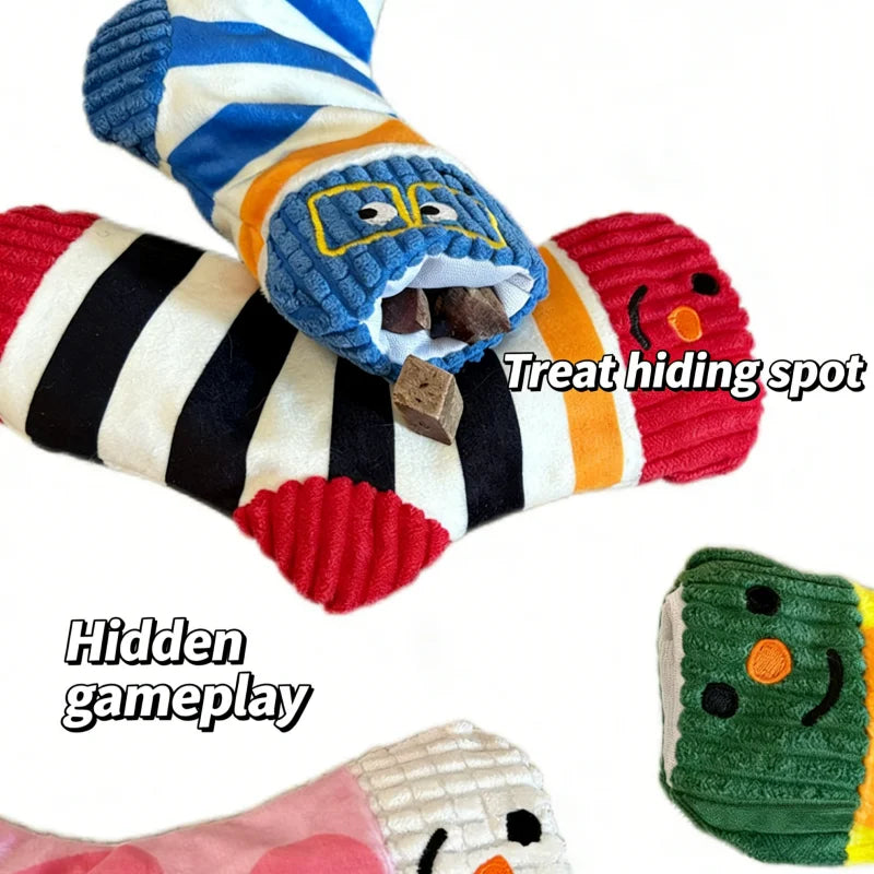 Cute Socks Plush Dog Play Toy Indestructible With Squeaker Food Hiding Pet Supplies Tooth Chew Safe Small Dog Tough Puppy Toys