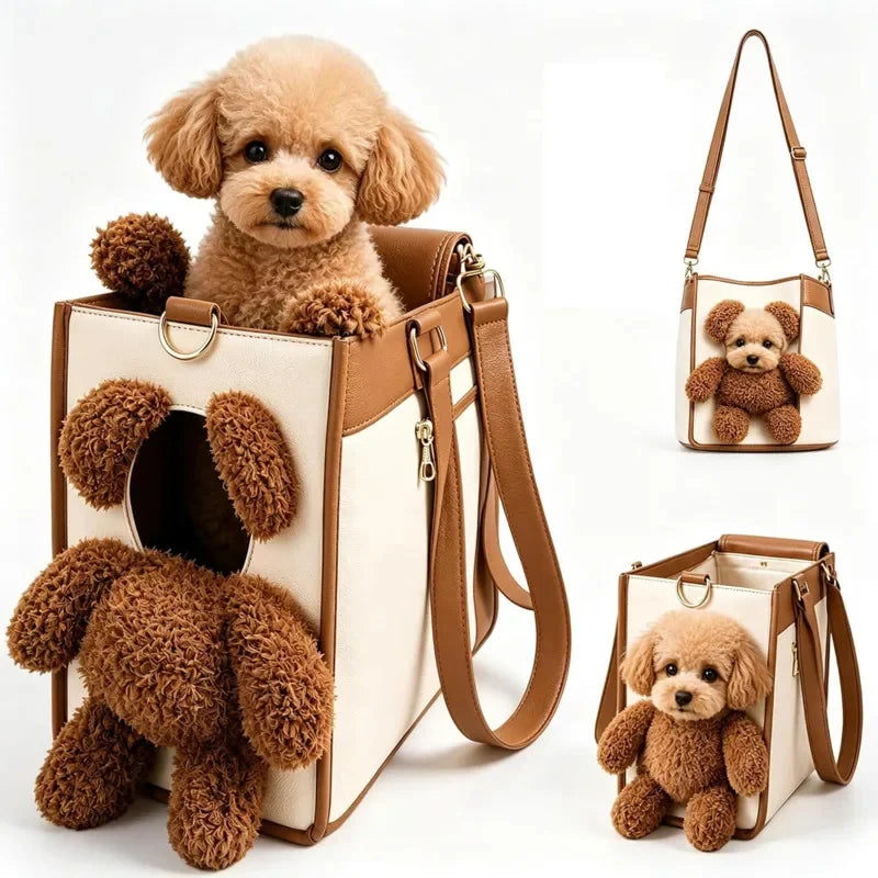 Dog Carrier Bag Cat Portable Pet Backpack Tote Shoulder Bag Cat Puppy Travel Crossbody Cute Teddy Bear Pet Supplies