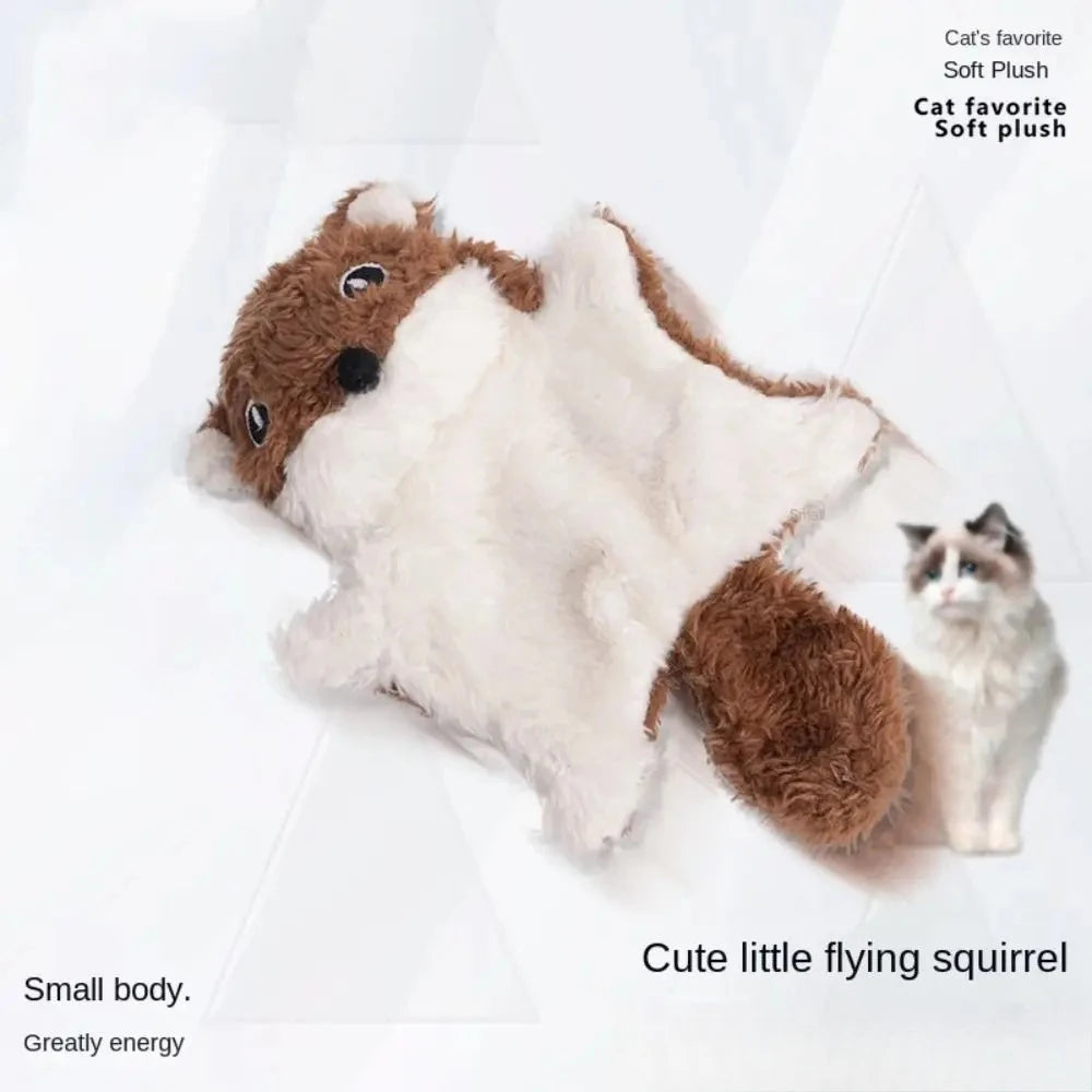 Funny Plush Flying Squirrel Cat Toy Interactive Bite-Resistant Cat Teaser Toy Kitten Ringing Paper Sound Toy Pet Supplies
