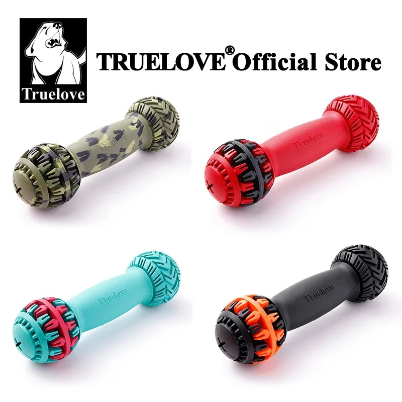 Truelove Pet Super Durable Leak-proof Treat Dispenser Dog Toy Dumbbell Slow Feeder IQ Training Playing Teething Dog