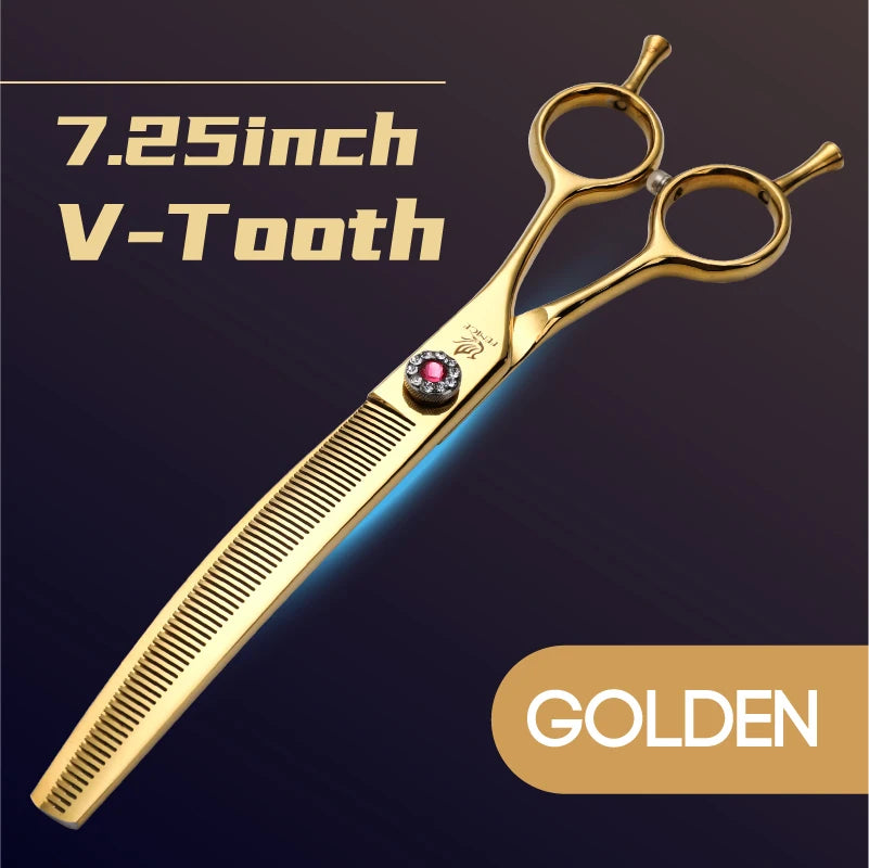 Fenice High-end 7.25 inch Professional Pet Dog Grooming Scissors Curved Thinning Chunker Shears