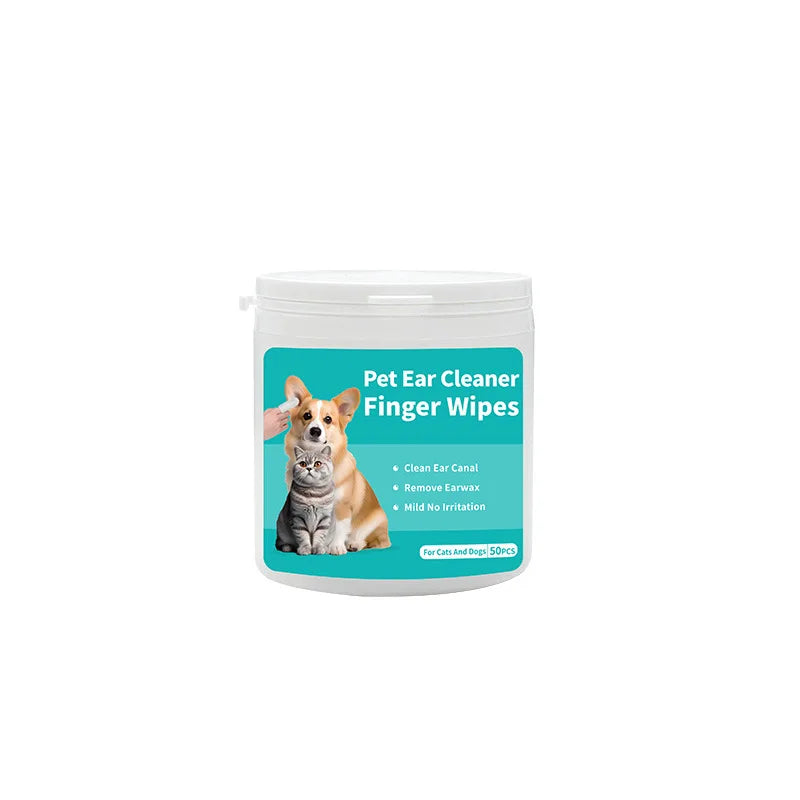 50 PCS Pet Cleaning Products  Ear Cleaning Wipes  Ear Care Fingertips  Ear Mite Removal  Cat and Dog Ear Cleaning Pet Products