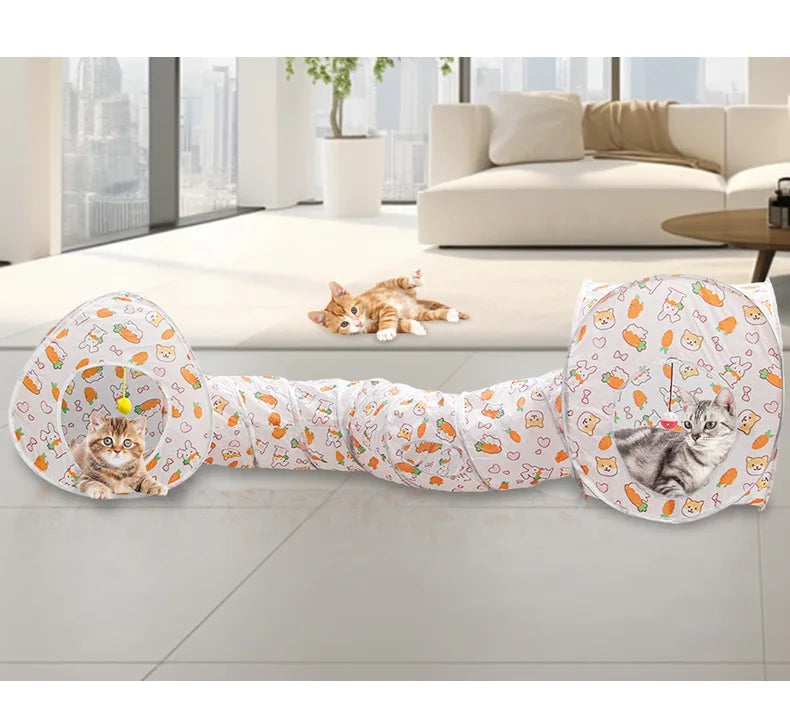 Pet Tunnel Multi Cat Interactive Rainbow Channel Large Multi Exit Foldable Cat Toy Drilling Cat Channel Durable Scratch and Bite