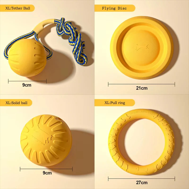 EVA Durable Dog Toys 4 Pack  Flying Disc + Ball + Tug Rope for Puppy&Adult Dogs  Chew-Proof Teeth Cleaning Set