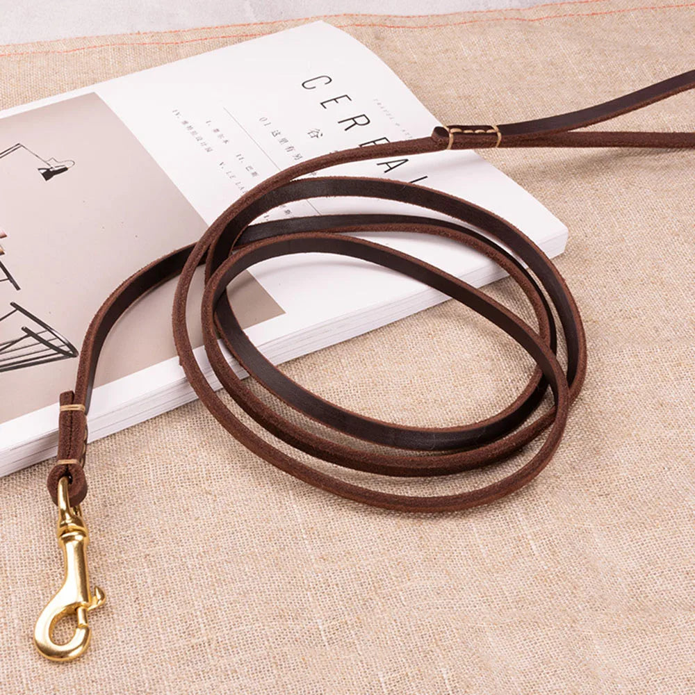 130cm 180cm Genuine Leather Small & Medium Dog Leash Handmade Durable Portable Light Soft Real Leather Leash for Small Dogs Cats