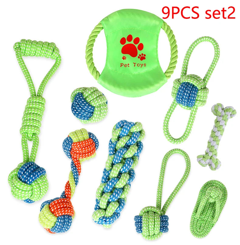 Dog Toy Grinding Teeth Clean Teeth Bite Resistant Rope Knot Small Medium Large Dog Teddy Puppy Cotton Rope Toy Ball Pet Supplies