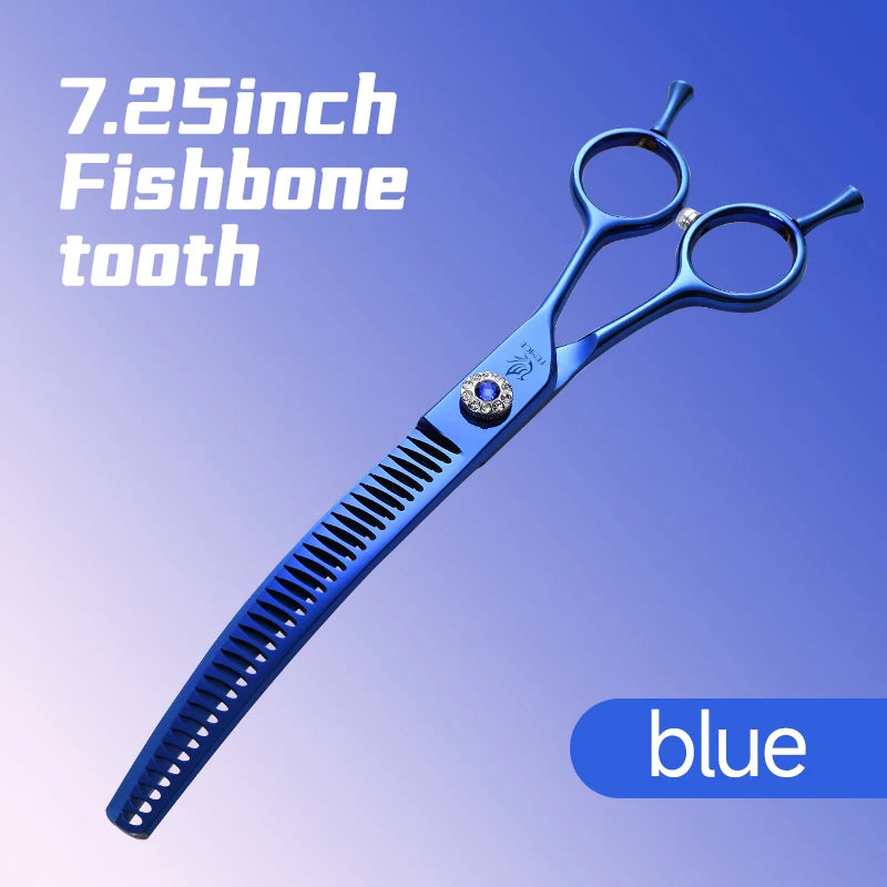Fenice High-end 7.25 inch Professional Pet Dog Grooming Scissors Curved Thinning Chunker Shears
